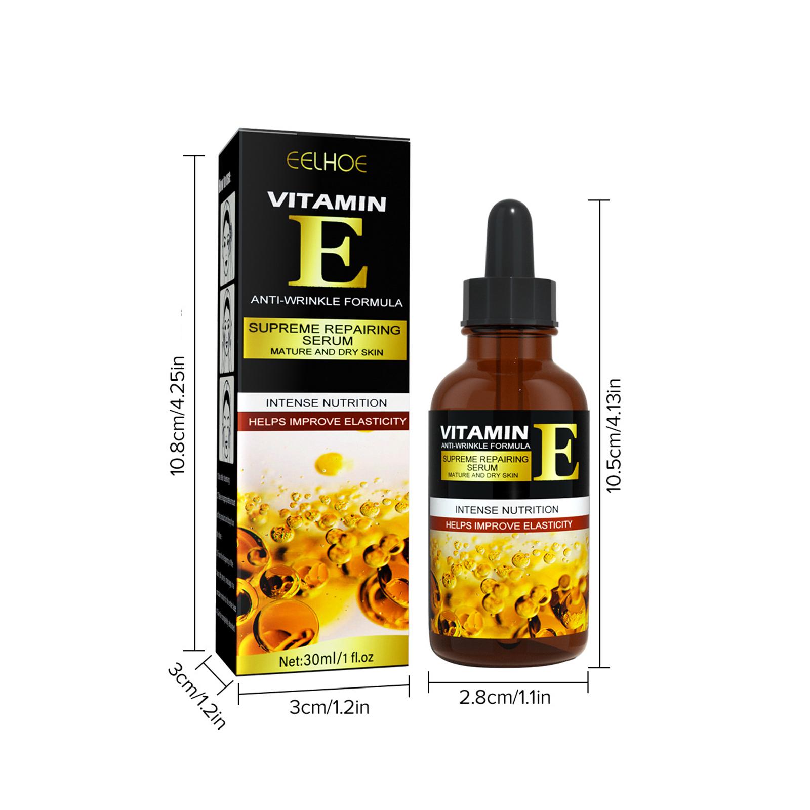 EELHOE 30ml Vitamin E Serum Brightens Skin Tone Hydrates Moisturizes Nourishes Lightens Spots and Wrinkles Serum