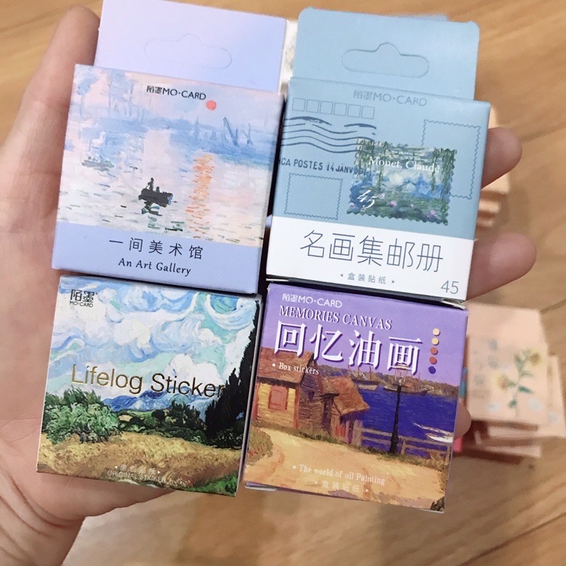 Hộp 45 pcs stickers nhiều chủ đề dễ thương hoặc cổ điển dùng để trang trí