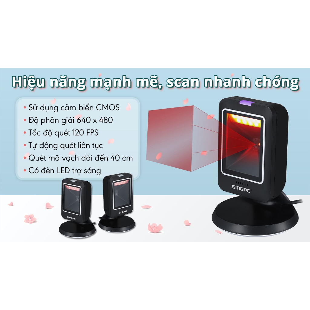 Máy quét mã vạch 2D SingPC Scan - 2800U có dây - Hàng chính hãng