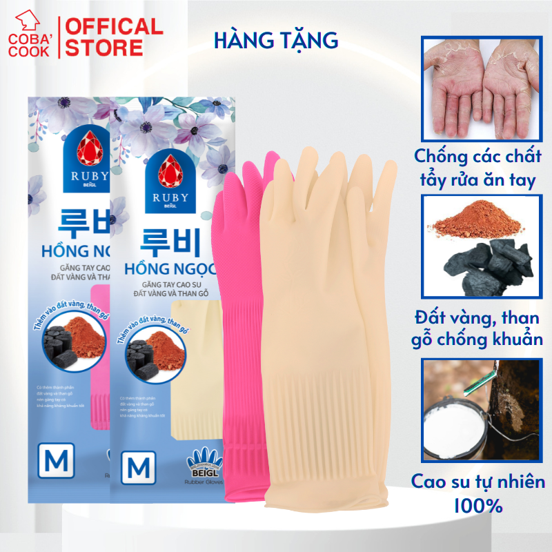 Bộ 2 Đôi Găng Tay Cao Su Ruby Size M-37cm