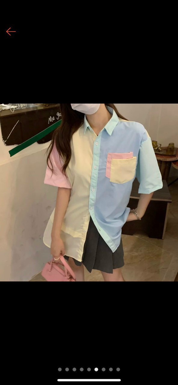 Sơ mi kiểu phối màu chất kate lụa Form dưới 65kg