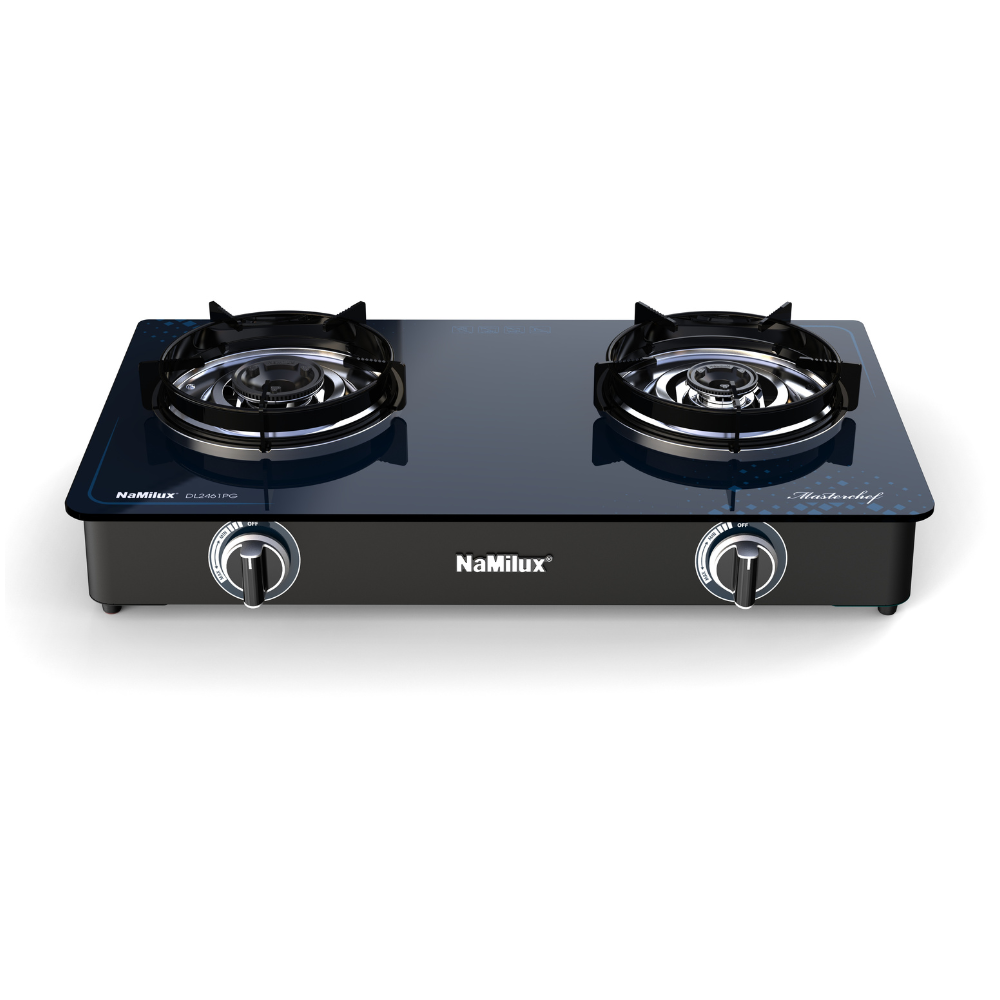 Bếp Gas Đôi Mặt Kính Cao Cấp NaMilux NH-DL3416PG/DL2461PG - Công Suất 2.8 kW/giờ/lò phải - Kiềng Bếp Tráng Men -Hàng Chính Hãng