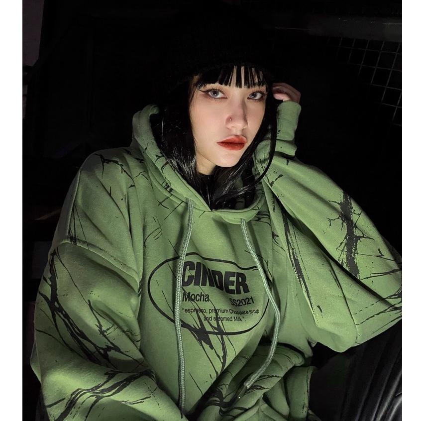 Áo Hoodie Nỉ CINDER Nam Nữ, Áo Hoodie Zip Form Rộng Unisex Đẹp (Hoodie Mocha &amp; Matcha