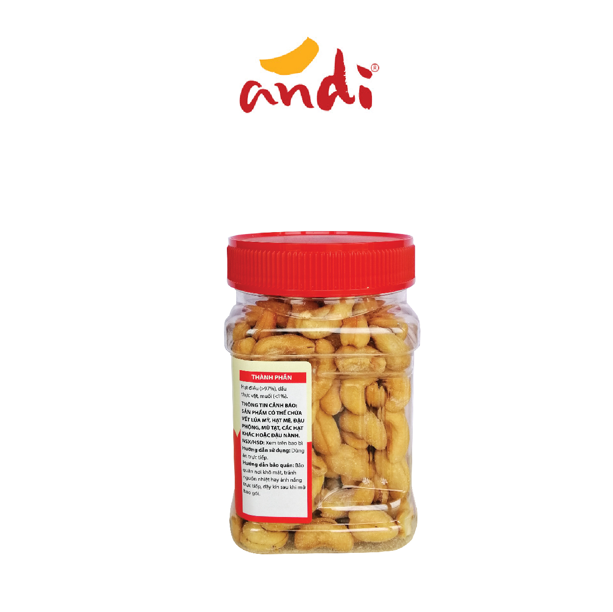 Hạt Điều Rang Muối Biển Vị Tự Nhiên ANDI Hộp 227g