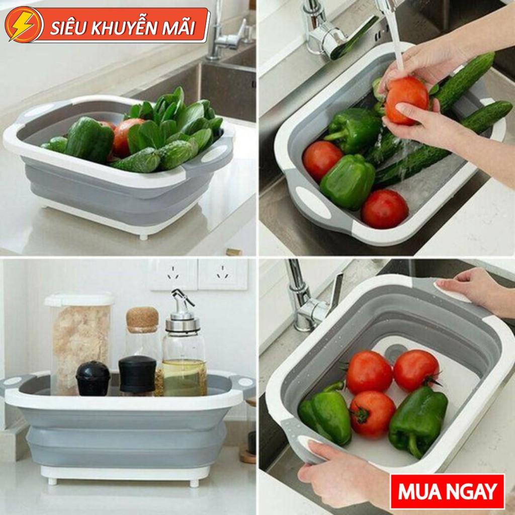 Chậu thớt đa năng gấp gọn tiện dụng 3 trong 1 cao cấp