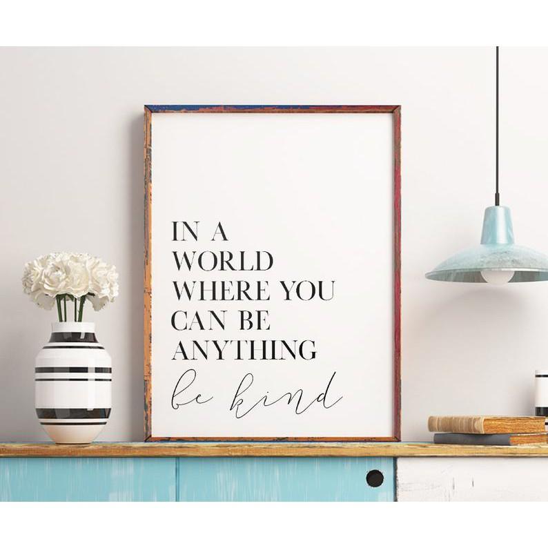 Tranh treo tường | - Typography-Be Kind Printable Art, Typography Poster 22 , tranh canvas giá rẻ