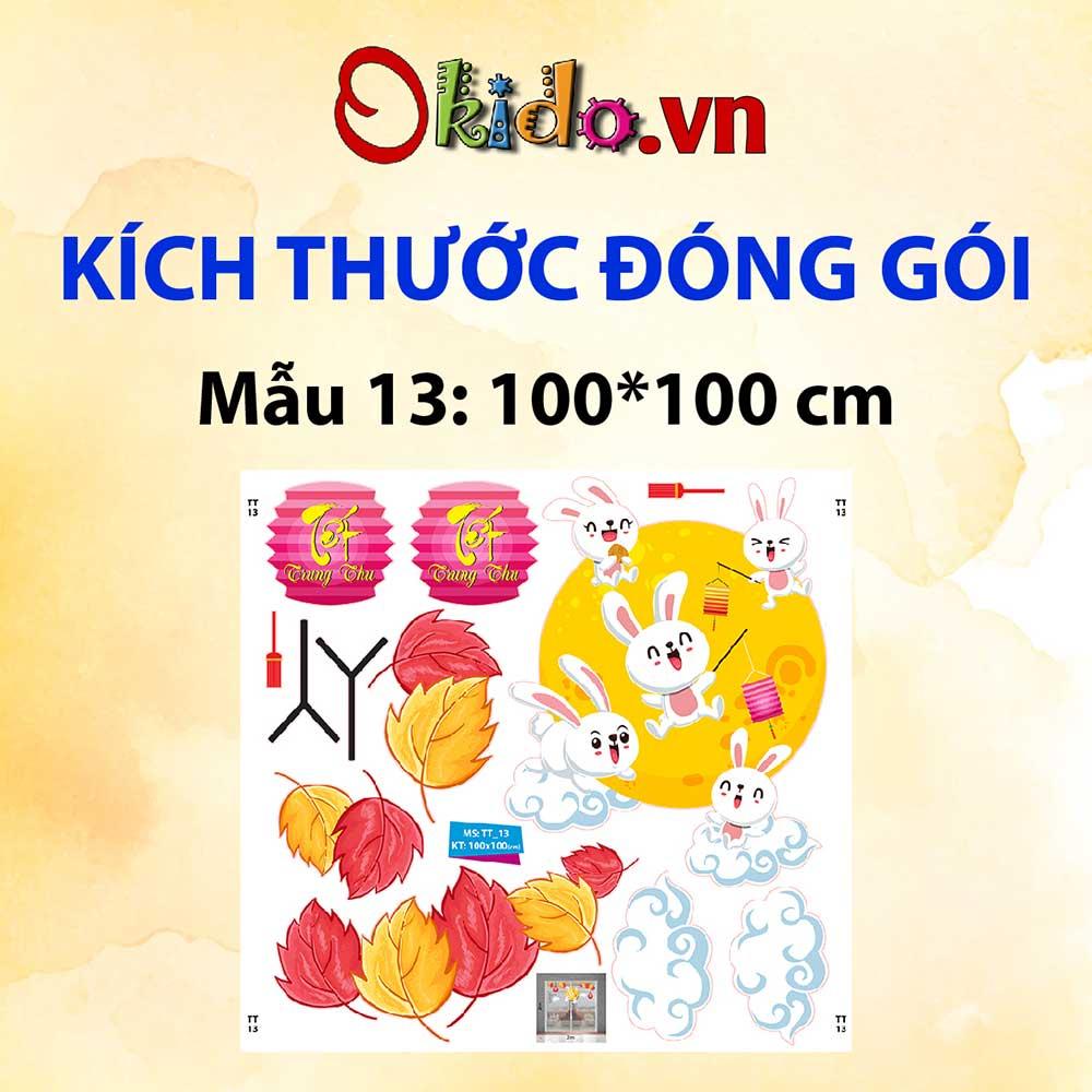 DECAL TRANG TRÍ TẾT TRUNG THU 2021 BÉ CHƠI LỒNG ĐÈN VÀ THƯỞNG BÁNH CÙNG THỎ NGỌC