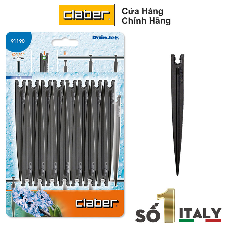 Cây chống ống tưới 1/4&quot;, 1 hộp=15 cái / 1/4&quot; Support stake 15pcs Claber 91190