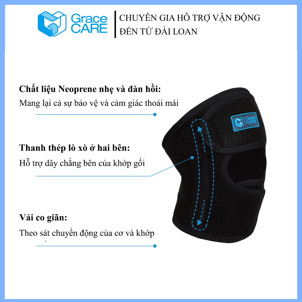 Đai Cố Định Đầu Gối Grace Care KB222 – Bảo Vệ Khớp Gối, Hỗ Trợ Tập Thể Thao, Giảm Đau, Chấn Thương