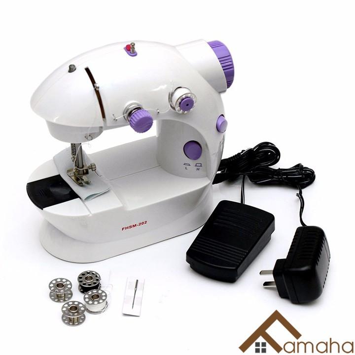 Máy may gia đình mini sm-202a tặng kèm hộp kim chỉ đa năng, đồ gia dụng FAMAHA