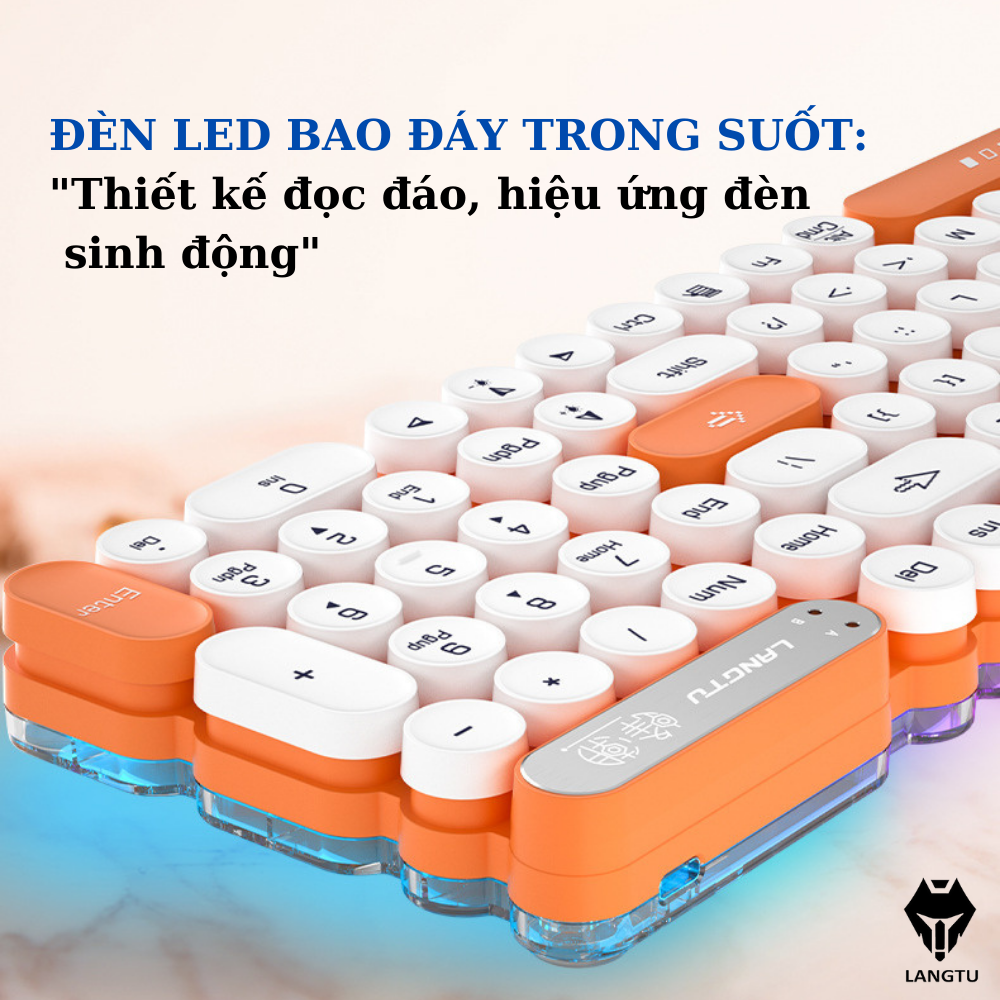 Bàn Phím Bluetooth Giả Cơ OG102 Kèm Chuột Máy Tính Có Đèn Led Hàng Chính Hãng