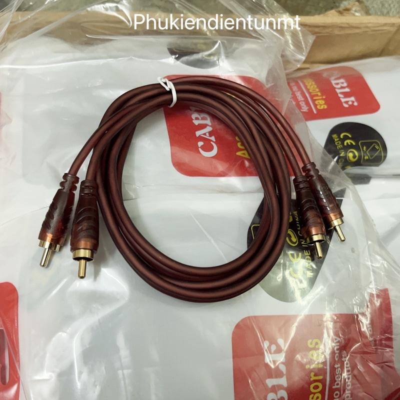 Dây cáp audio 2 ra 2 nâu lõi đồng