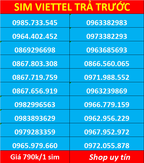 Sim viettel số đẹp - Hàng chính hãng