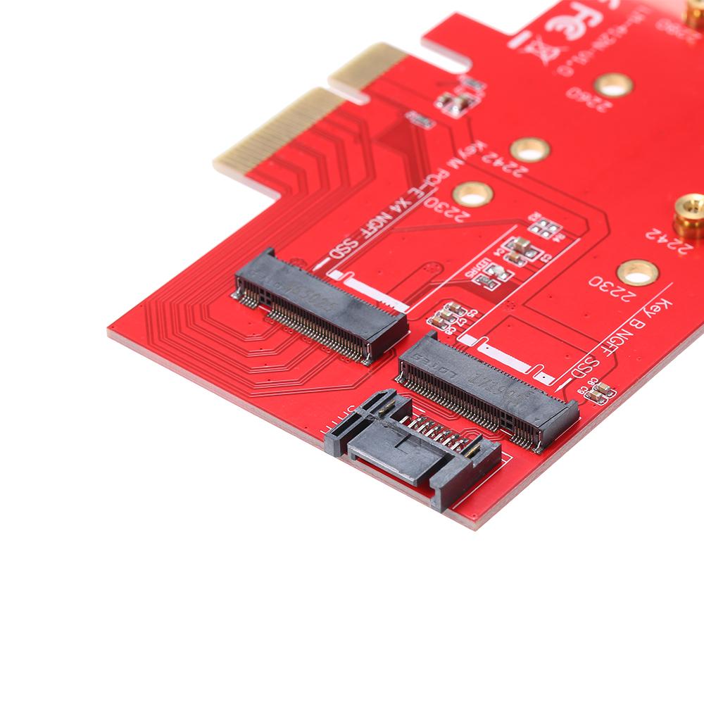 M.2 NVME NGFF SSD and B Key M Key M.2 NGFF (SATA Based) SSD to PCI-E Express x4 Adapter Dual Slots