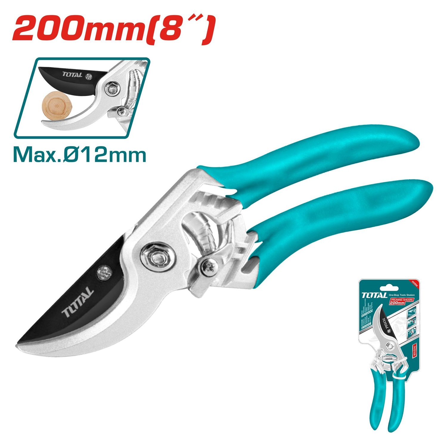 Kéo cắt tỉa cây kiểng, cành cây chuyên dụng làm vườn 20cm TOTAL THT0109 - Cắt tỉa cây cảnh, Lưỡi thép carbon, tay cầm pp nhám - Tốc độ 247