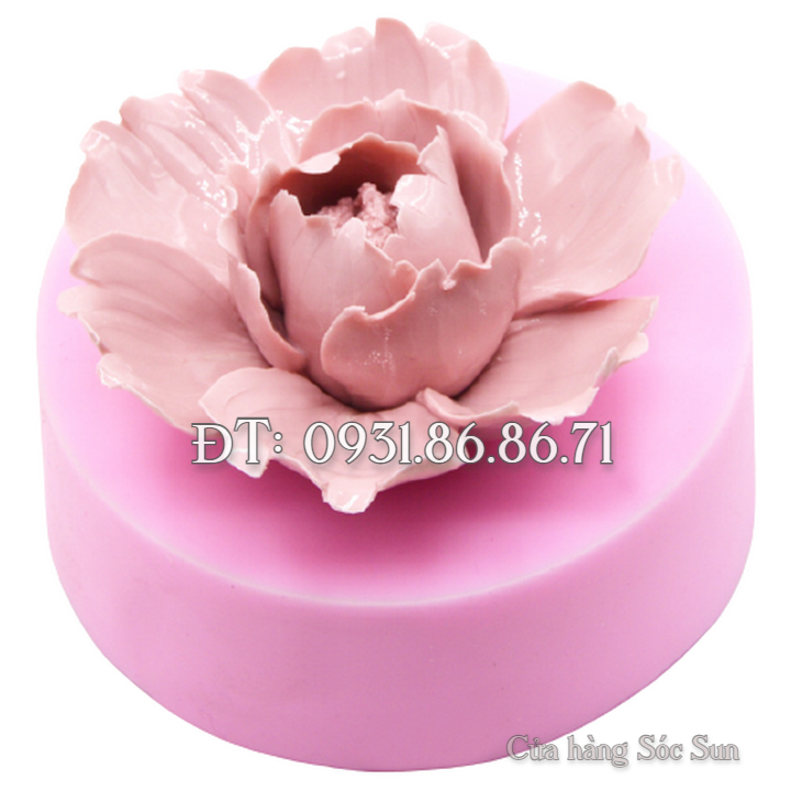 Khuôn silicon hoa mẫu đơn tầng cánh cúp loại 8 cm - Mã số 1636