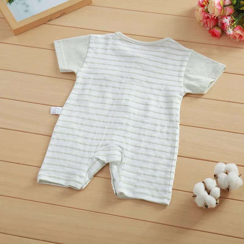 Body cotton sợi tre đính họa tiết cá cho bé 3-12M