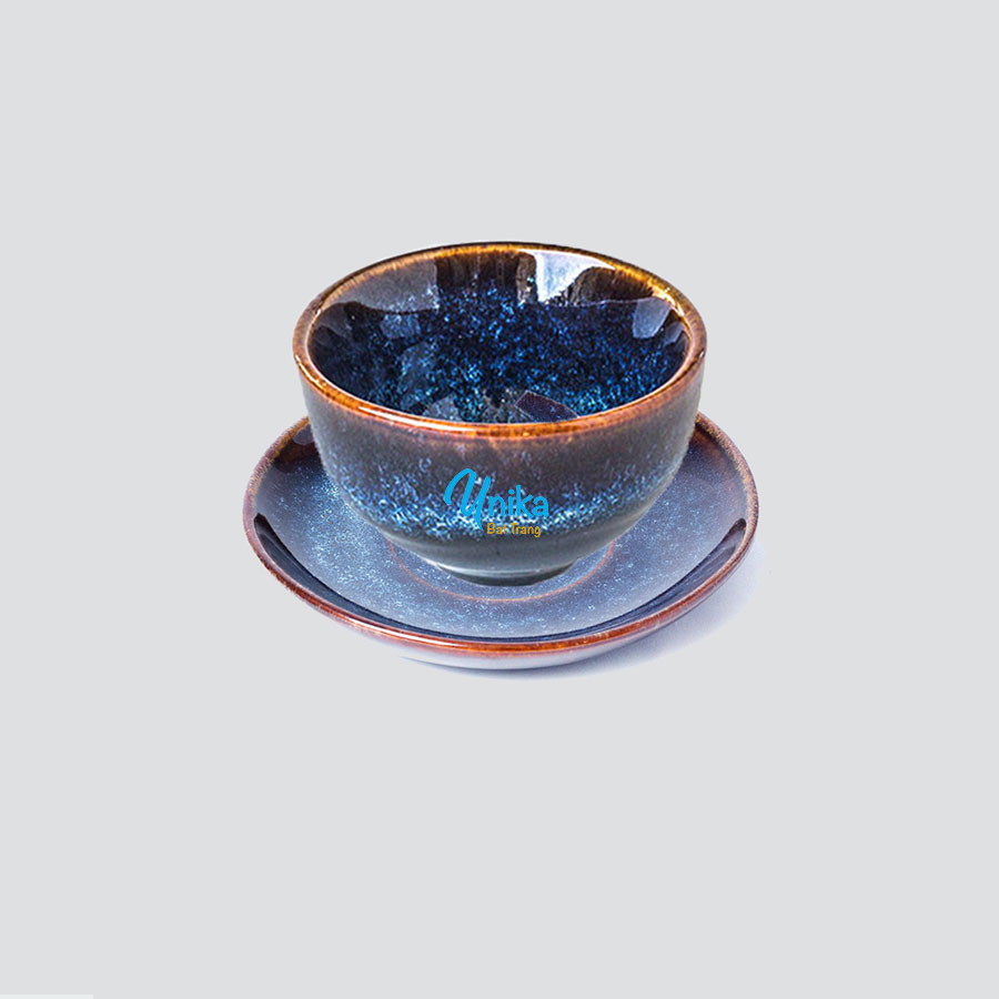 Cốc Uống Nước Chè Men Xanh Hoả Biến 7x4cm - Chén Uống Nước Chè - Chén Trà - Chén Chè - Gốm Sứ Bát Tràng