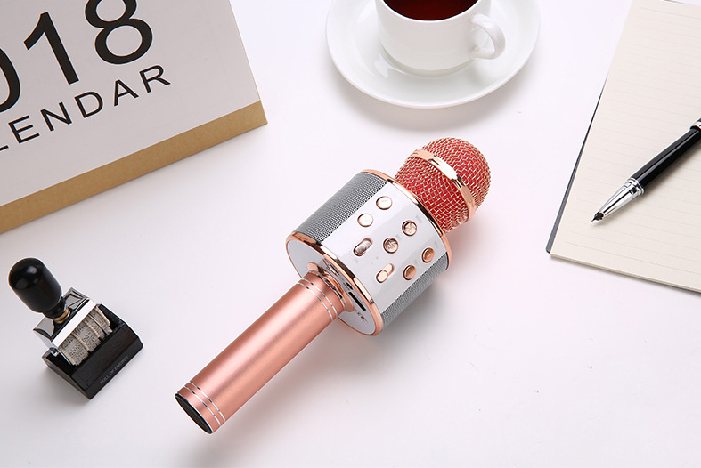 Micro hát Karaoke kiêm Loa Bluetooth - Loại tốt âm thanh chuẩn KTV S8 (Màu Hồng)