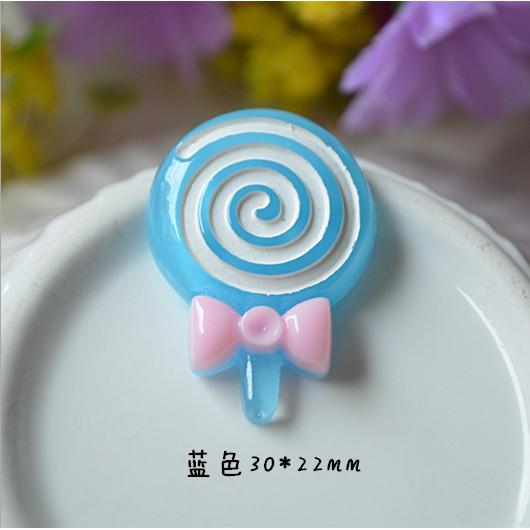 Chuyên Charm * Charm kẹo mút cầu vồng màu đơn sắc gắn nơ trang trí vỏ ốp điện thoại, dán Jibbitz, DIY