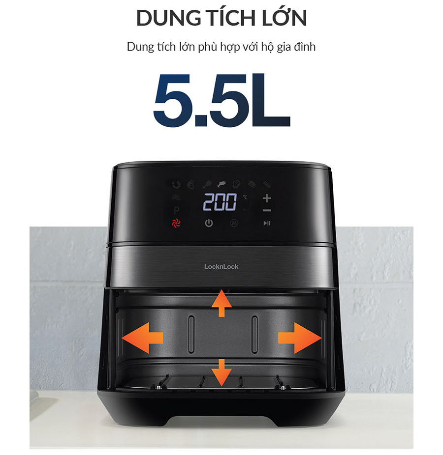 Nồi chiên không dầu LocknLock EJF284BLK - Hàng chính hãng