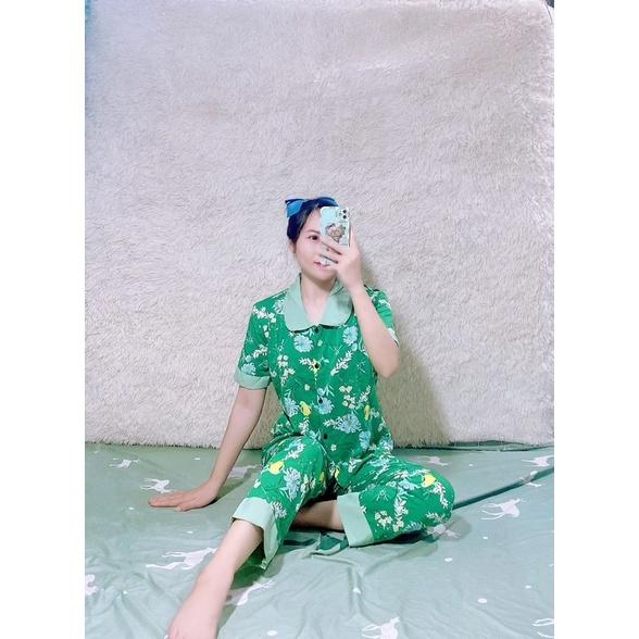Bộ Pijama Lụa mềm mịn Cổ Sen Tay Ngắn xinh xắn
