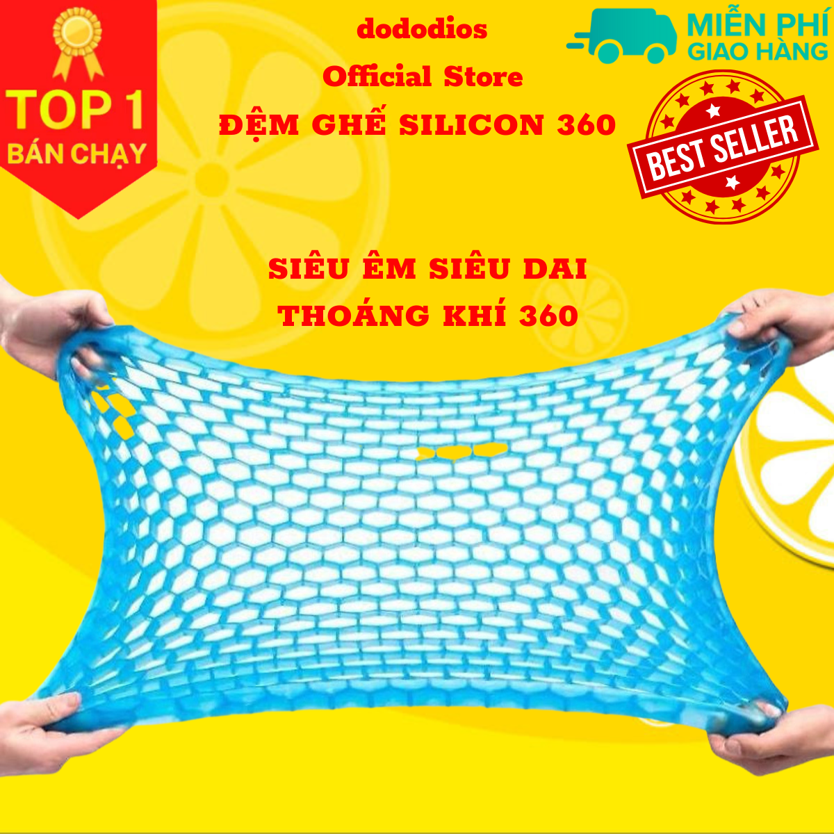 Đệm ngồi 3D Silicon 2 lớp cao cấp thoáng khí chống đau mỏi, Đệm Ngồi Thông Minh Lưu Thông Máu Thoáng Khí, đệm lót ghế ngồi silicon 3d - Hàng Chính hãng dododios