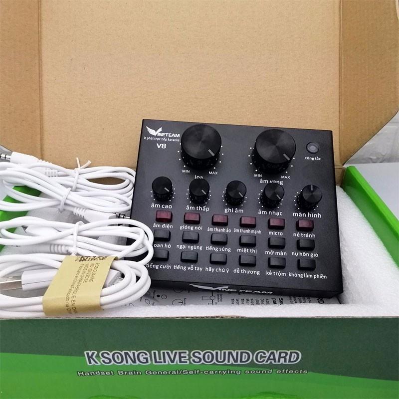 Soundcard thu âm V8 có Autotune Chuyên Livestream (Tiếng Anh / Tiếng Việt)