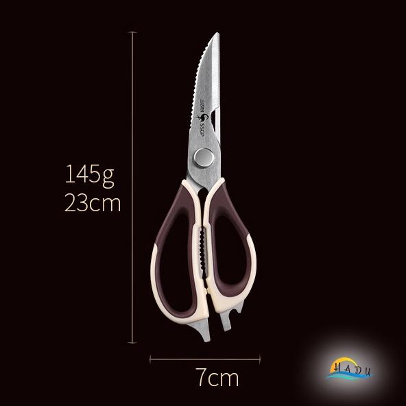 Kéo cắt gà nhà bếp inox 304 cao cấp độ cứng cao cắt sắc bén tay cầm êm ái kéo làm bếp đa năng cạo vảy cá nạo củ quả HADU