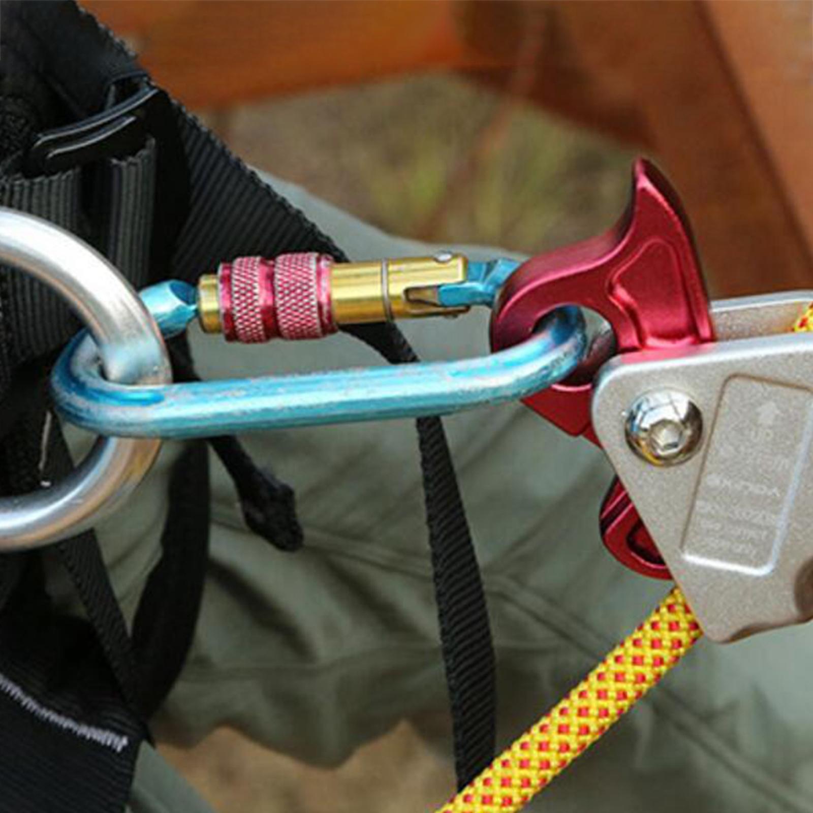 Tree Climbing Rope Grab Grip Clamp Belay Device Lanyard Grab Rigging Equipment Rope Grabber Ascender for Mountaineering, Rock Climbing