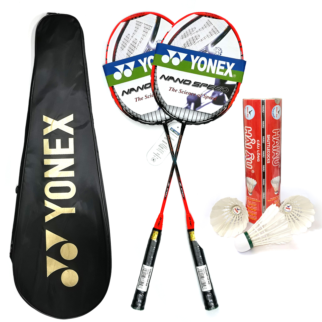 Combo 2 Vợt cầu lông Yonex và hộp cầu Hảu Âu 6 quả cao cấp (màu ngẫu nhiên)