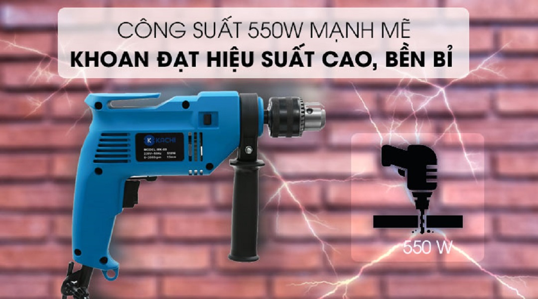 Bộ khoan động lực Kachi MK212 550W - Màu xanh - Hàng chính hãng