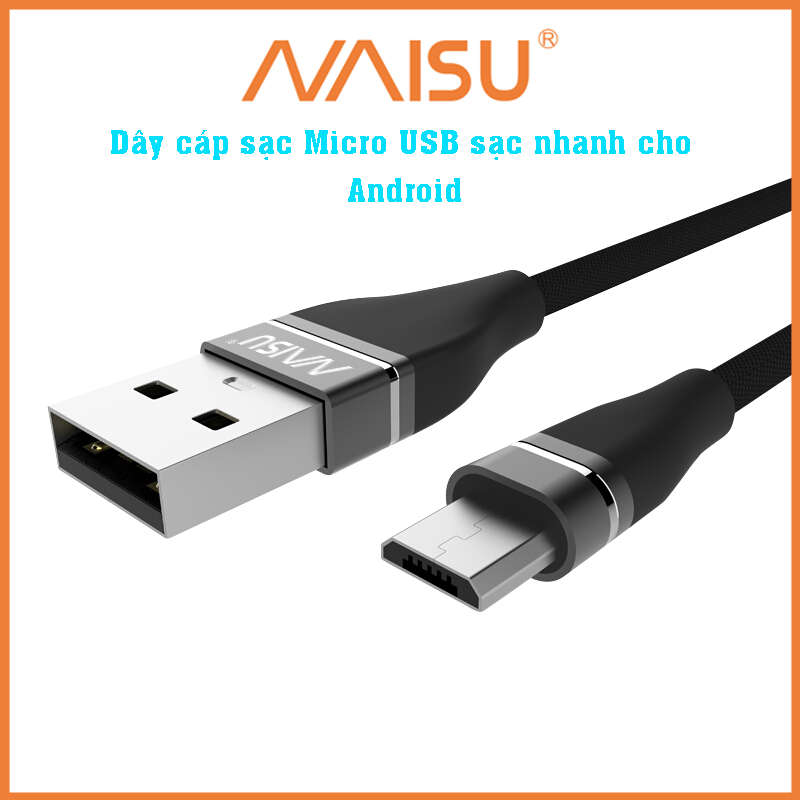 Cáp dữ liệu sạc nhanh 3A, NaiSu, với tùy chọn cổng Type-C và Micro, chiều dài 1M, 4 màu để lựa chọn, NS-3A ID – 1815 - Hàng nhập khẩu