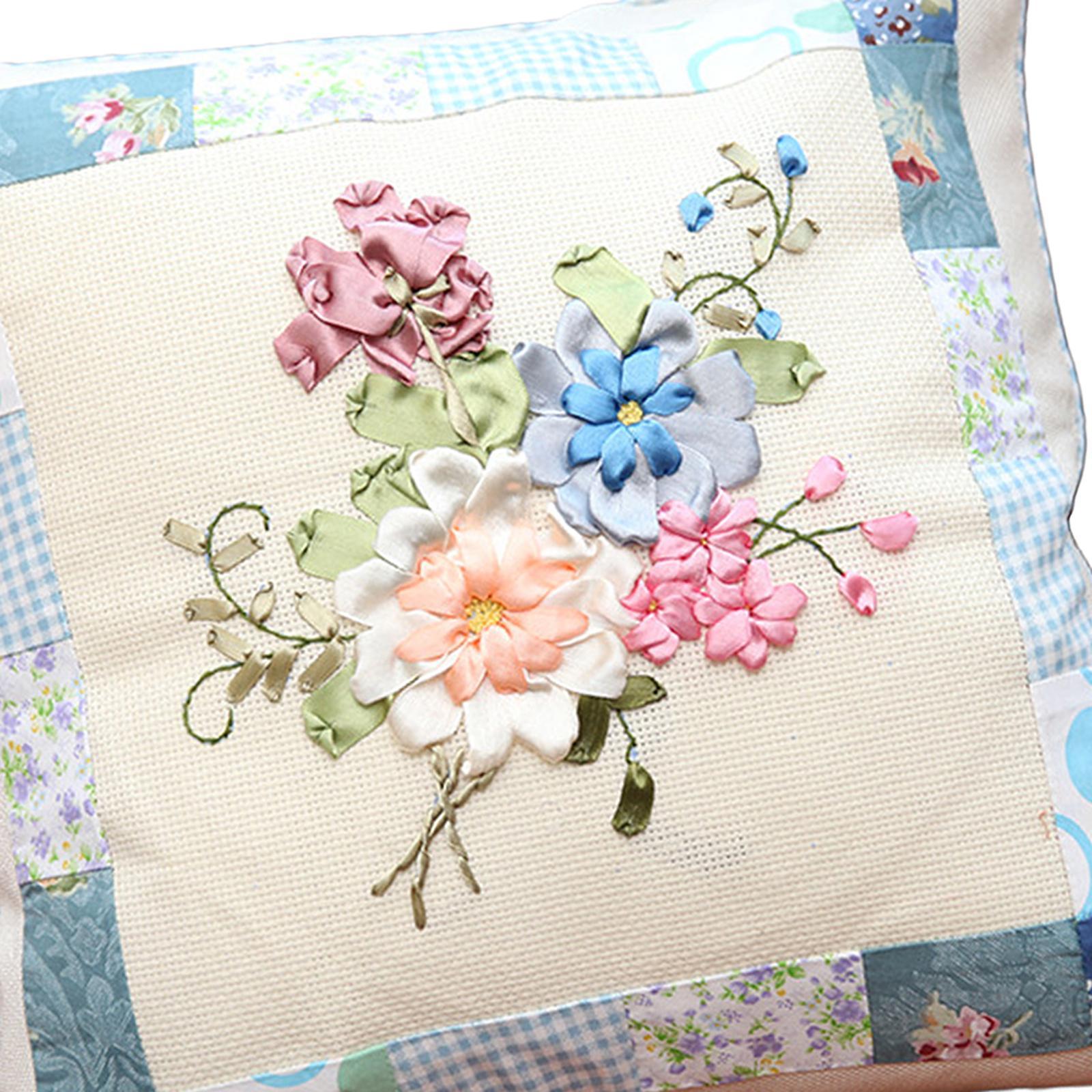 Embroidery Pillow Covers Sewing Craft Floral Pattern for Wedding Bedroom