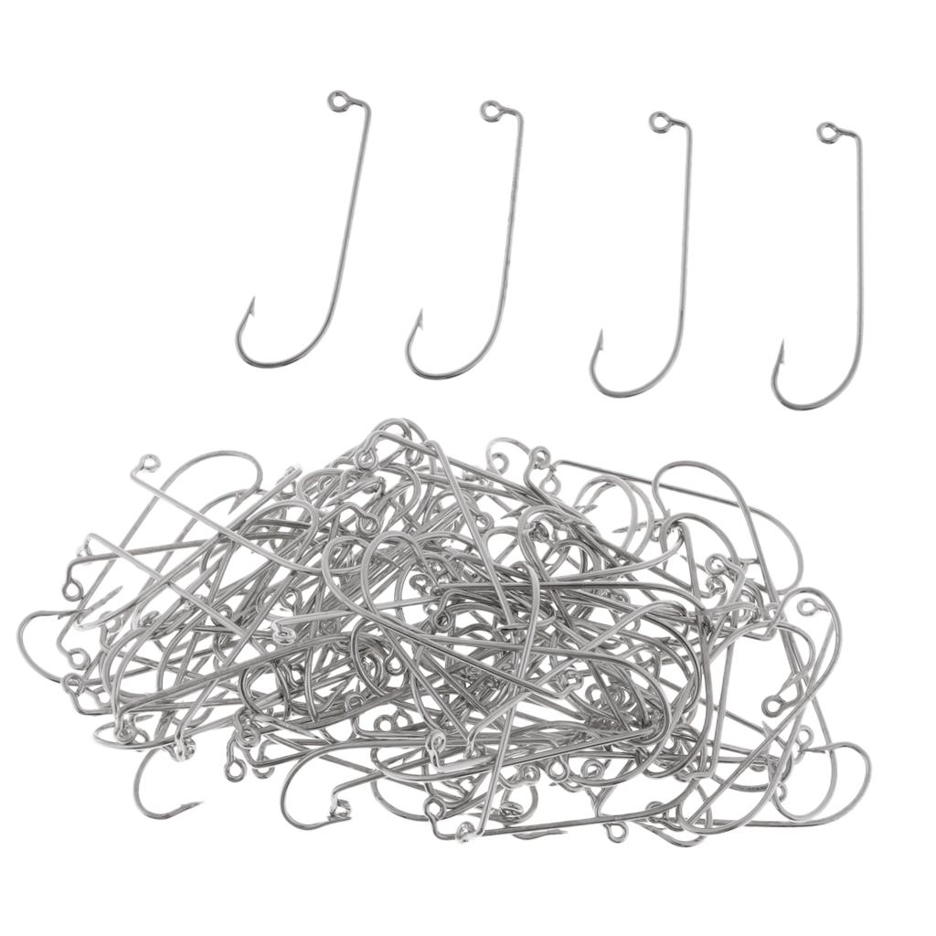 100pcs Worm Fishing Hooks High Carbon Steel Jig Hook Big Fish Fishhook 2