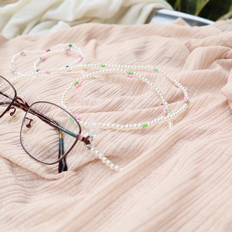 N11 Bộ vòng tay , vòng cổ , dây đeo khẩu trang, dây đeo mắt kính handmade cherry hồng xinh xắn