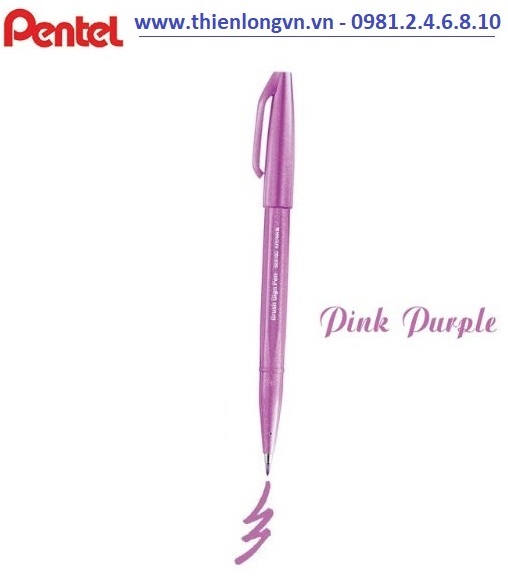 Bút lông viết thư pháp hiện đại Pentel SES15C-P2X tím nhạt; Calligraphy Fude Touch Sign - Pink Purple