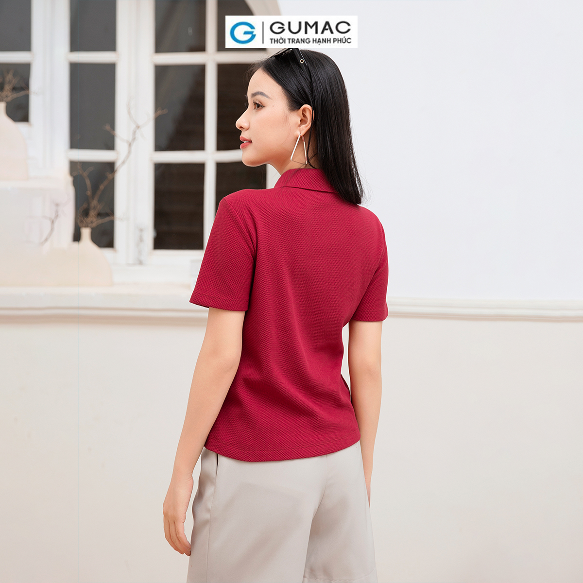 Áo polo phối dây kéo thời trang GUMAC ATD10031