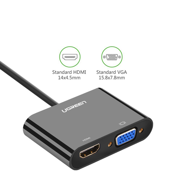 Bộ chuyển đổi micro HDMI sang HDMI và VGA dài 30 cm UGREEN 30355 - Hàng chính hãng