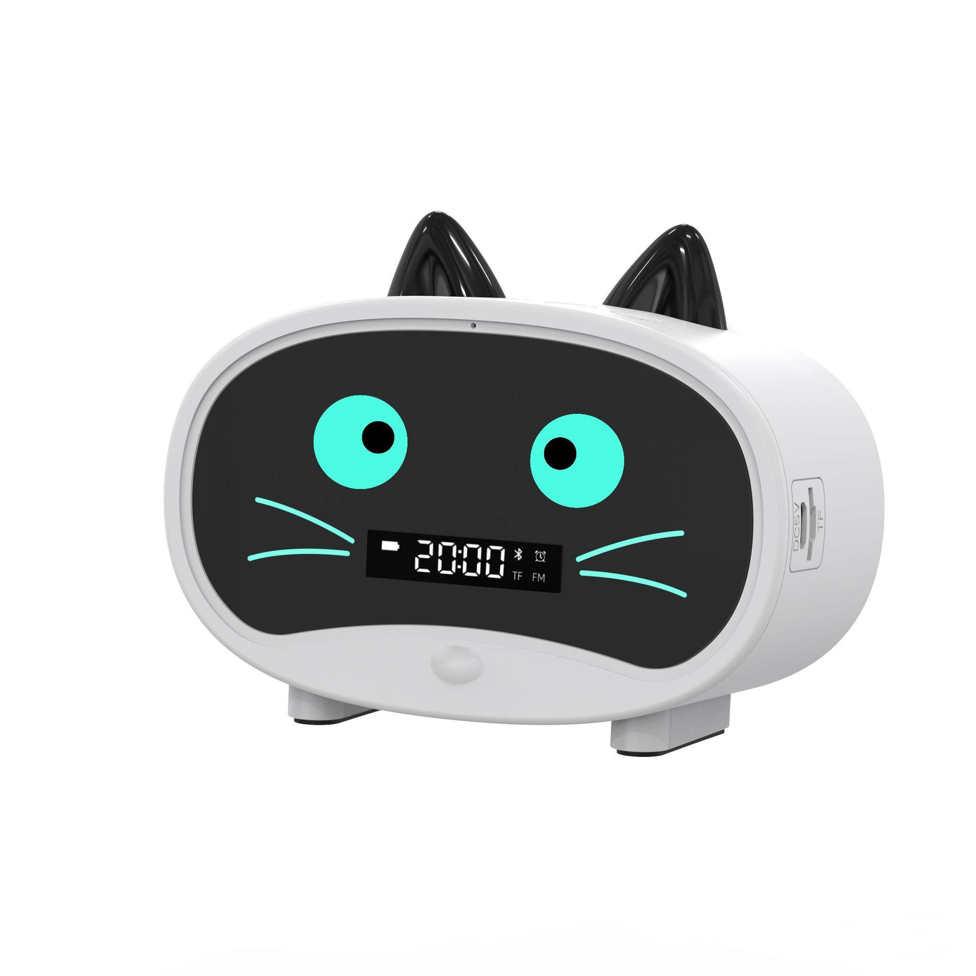 Đồng hồ báo thức hoạt hình mèo Đồng hồ báo thức kép, Loa Bluetooth, Cuộc gọi rảnh tay