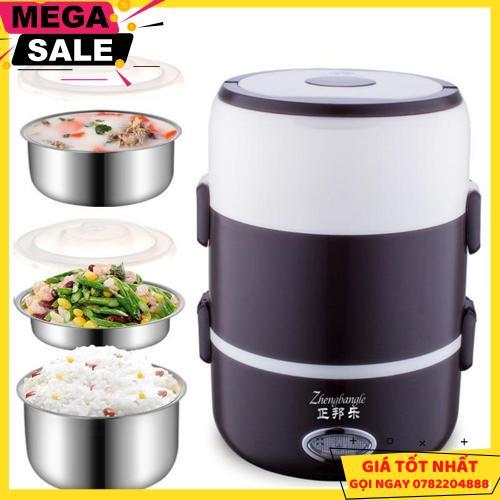 Hộp Đựng Cơm Văn Phòng Cam Dien , Cặp Lồng Hâm Nóng Cơm Inox Cắm Điện 3 Tầng - Giao Hàng Toàn Quốc