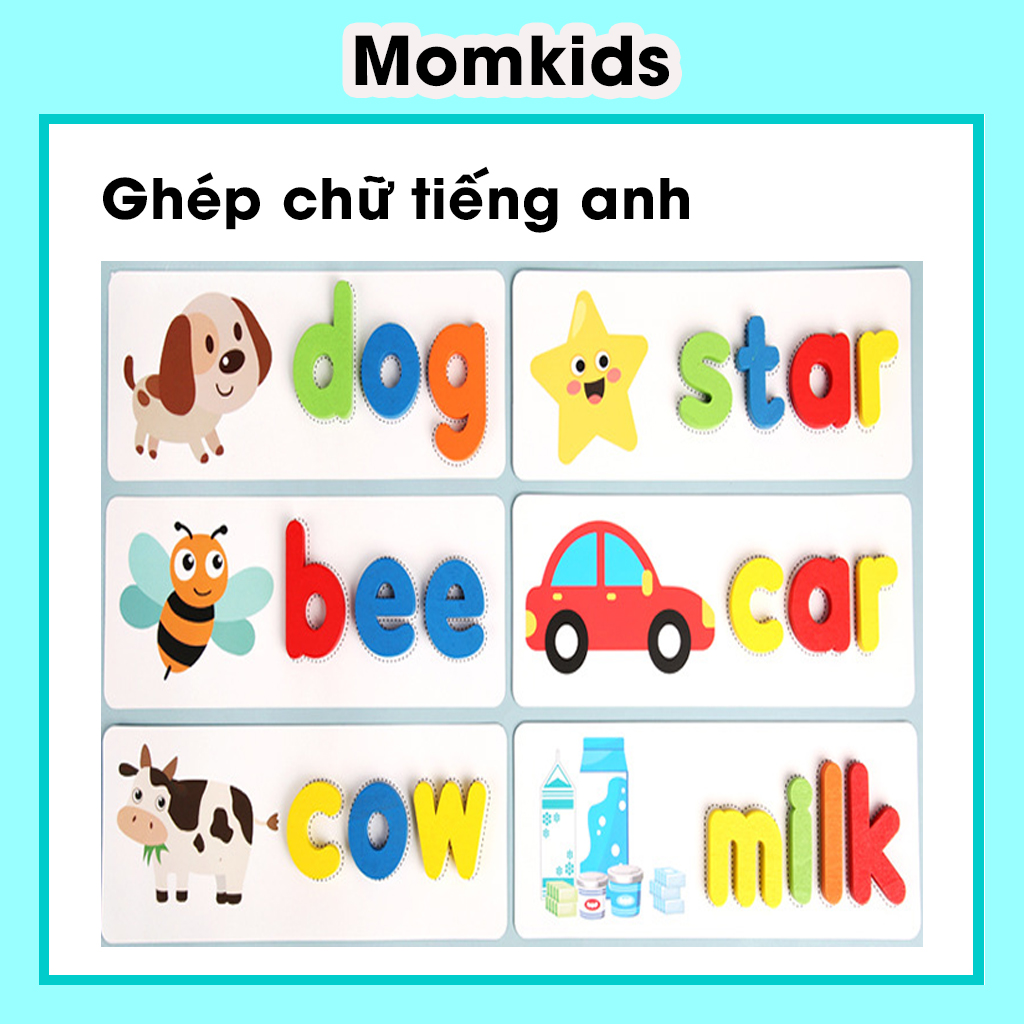 Trò chơi ghép chữ tiếng Anh - Spelling game, đồ chơi gỗ giúp bé phát triển trí tuệ