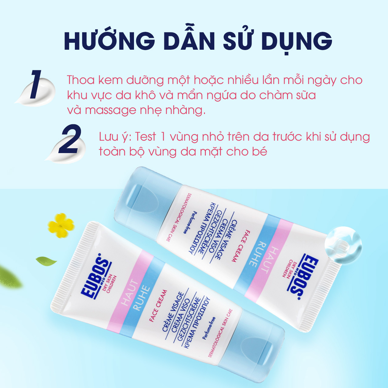 [DATE 04/2024] Kem Dưỡng Ẩm Da Mặt Ngăn Ngừa Da Khô Cơ Địa Cho Bé EUBOS BABY HAUT RUHE FACE CREAM 30ml (Đức)