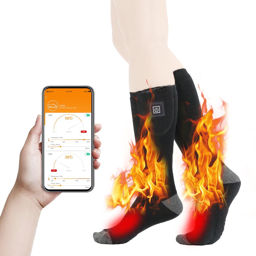 Electric Heated Socks for Men Women APP Control Rechargeable Heating Socks Battery Power Winter Warm Socks Feet Warmer for Cold Weather Camping Skiing Hiking Cycling