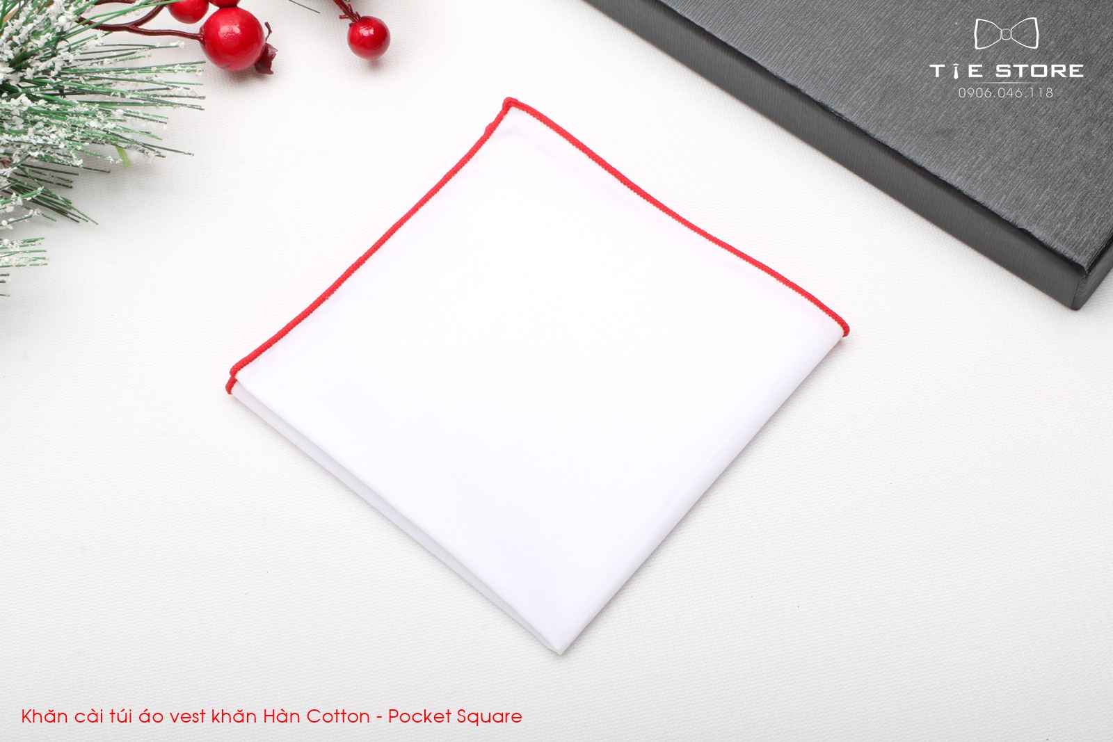 ĐỦ MÀU Khăn Cài Túi Áo Vest - Pocket Square - Phụ Kiện Cài Áo trắng viền màu