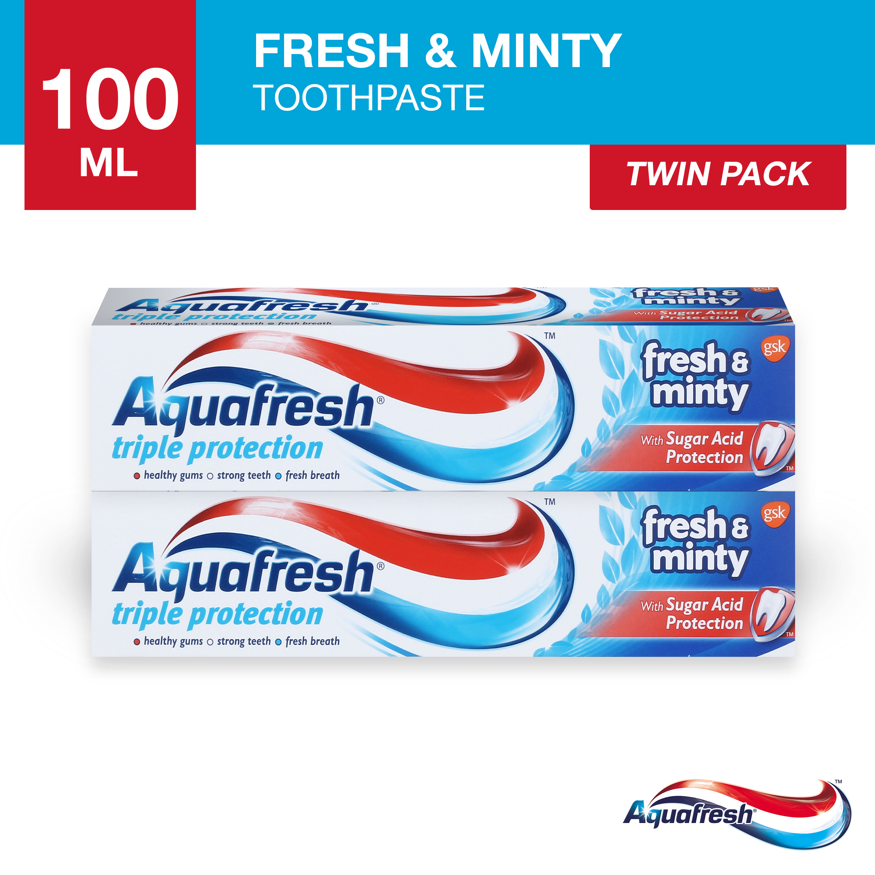 Combo 2 Kem Đánh Răng Aquafresh Fresh &amp; Minty (100ml)