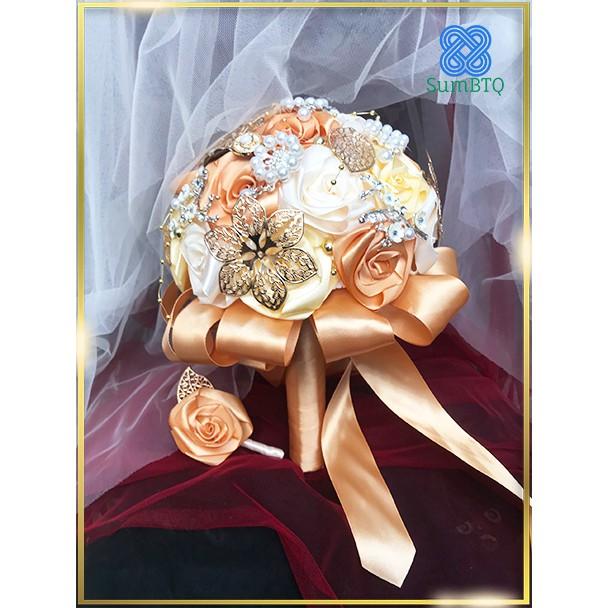 Hoa Cưới Cầm Tay Hoa Cầm Tay Cô Dâu Ruy Băng Vàng