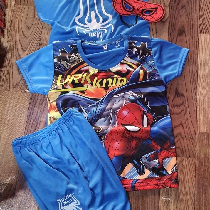 Bộ quần áo siêu nhân bé trai, bộ siêu nhân nhện cho bé 8-18kg chất thun 3D mềm mịn