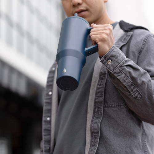 Ly giữ nhiệt Commuter Elemental 1180ml màu xanh navy thép không gỉ có tay cầm combo ống hút trân châu