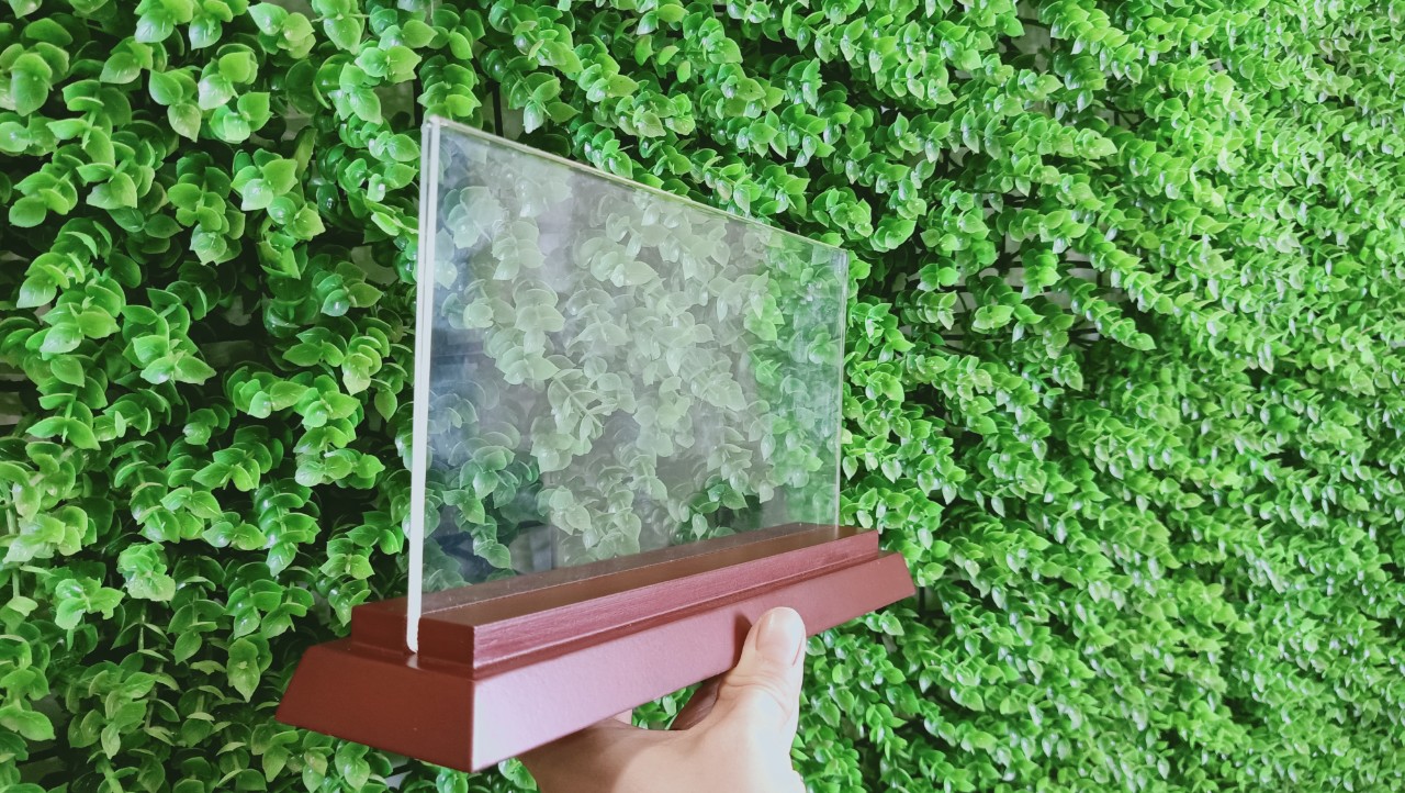 Biển mica gỗ nhị cấp 12x24cm